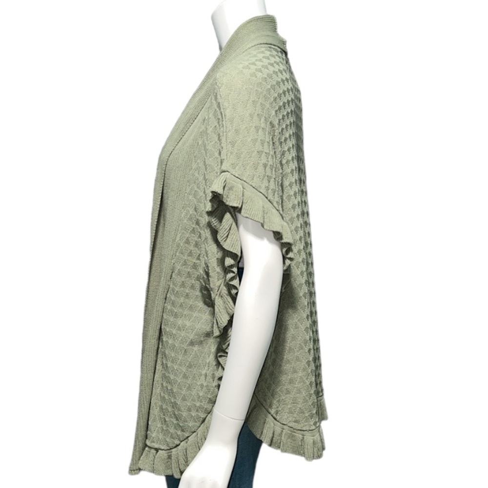 NWT Joseph A. Sea Grass Green Open Front Ruffle Cardigan Wrap Knit Vest S - Picture 5 of 11